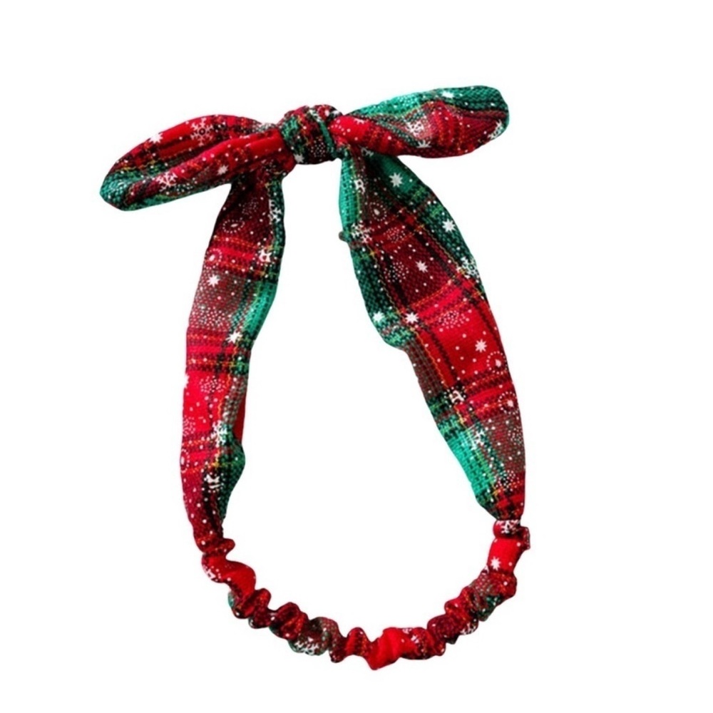 Festive Red and Green Plaid Hair Band